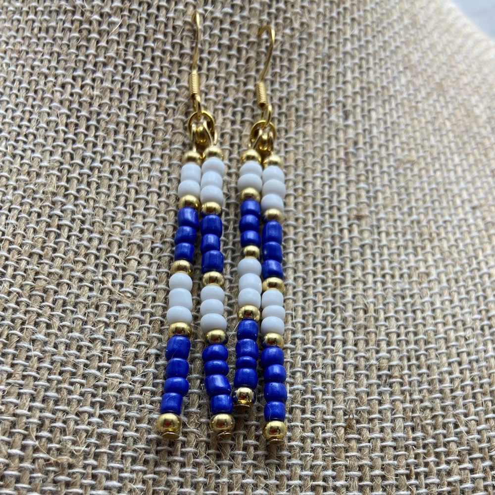Dallas Cowboys colors blue and white with gold accents Earrings